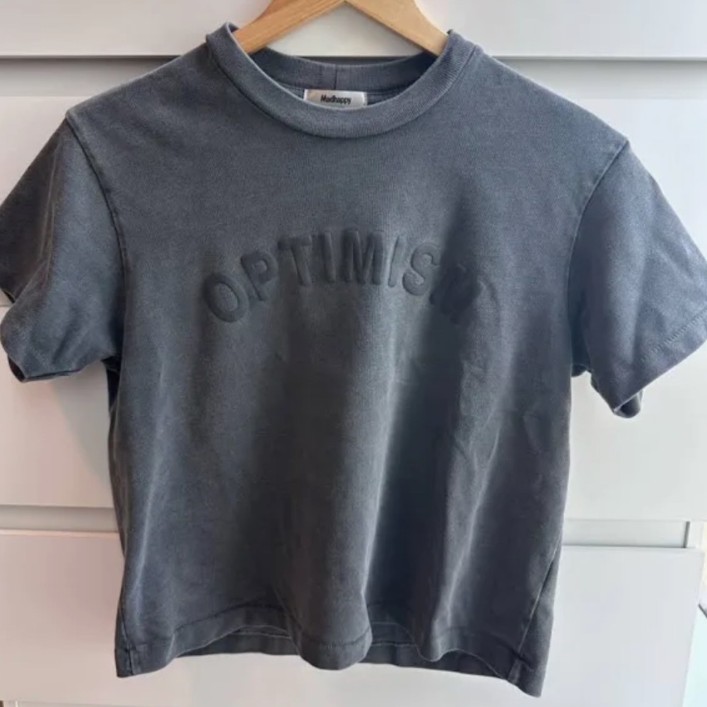 Madhappy Gray 'Optimism' Cropped Tee